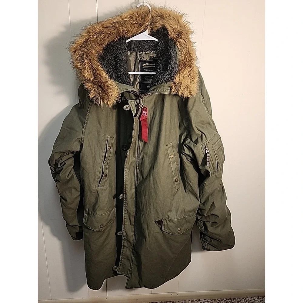Alpha Industries Military Standards Parka Coat Sz 5XL Olive Green!!
